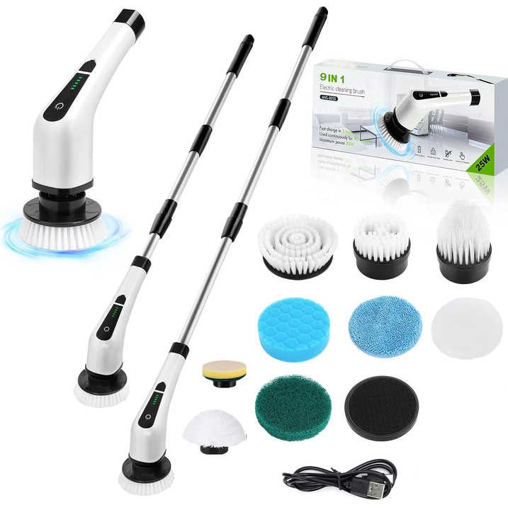 Electric Spin Scrubber with 8 Brush Heads, For Easy Life
