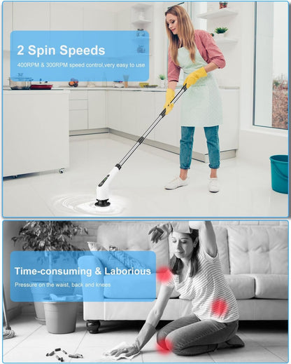 Electric Spin Scrubber with 8 Brush Heads, For Easy Life